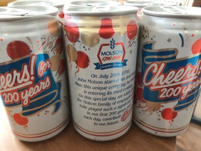 非売品 CHEERS FOR 200YEARS MOLSON 1786-1986 MOLSON BEER CANADIAN
