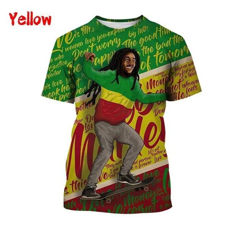Unisex Bob Marley Legend Reggae Rasta 3D Printed T-Shirt Summer