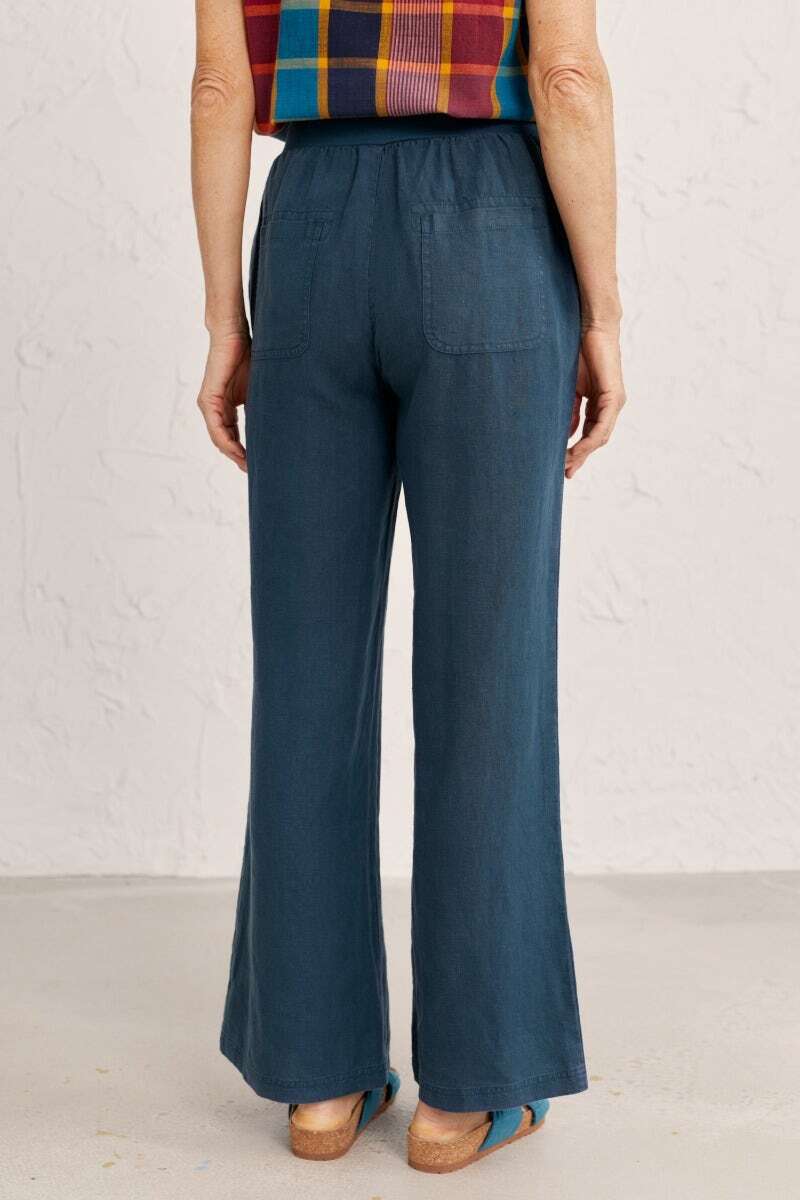 Seasalt Women's Trousers blue Sea Rocket Wide Leg Linen Trousers Tall Squa eBay