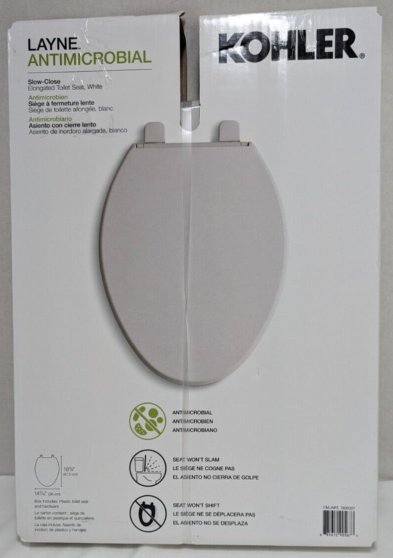 Kohler LAYNE Antimicrobial ELONGATED Toilet WHITE Seat Slow Close eBay
