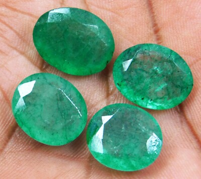 Certified 33.50 Ct Natural Oval Shape Colombian Green Emerald loose Gemstone Lot