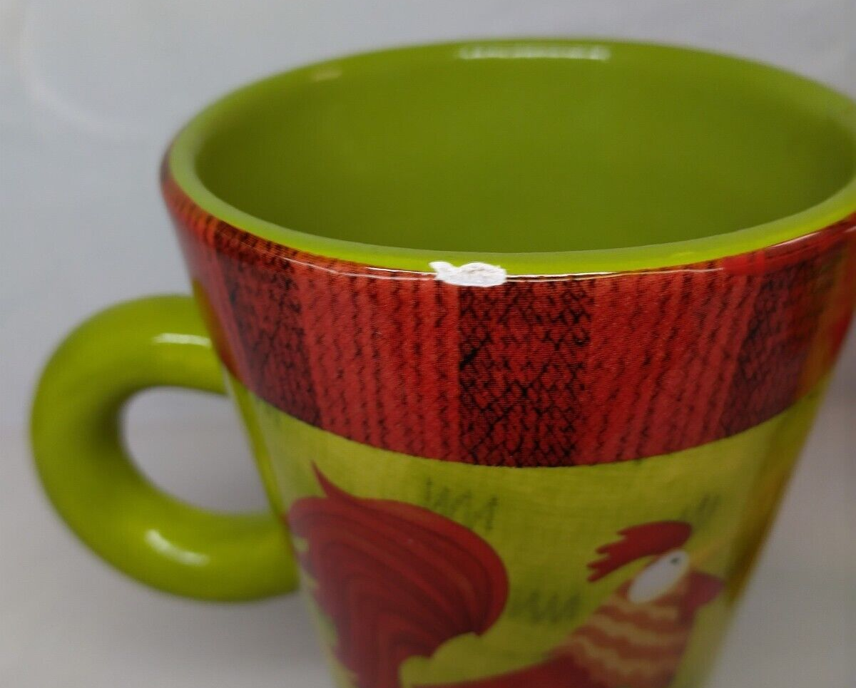 Debbie Mumm For JoAnn Fabrics Set of 2 Rooster Pedestal Mugs Farm