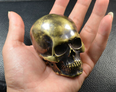 アンティーク雑貨 Vintage Skull Handmade Vintage Copper Brass Skull Mini Human Skull statue Table
