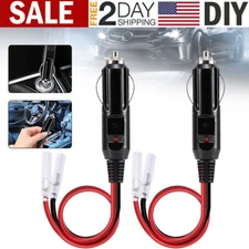 2x 12V Car Fused Cigarette Lighter Adapter Male Plug Leads LED Light Replacement