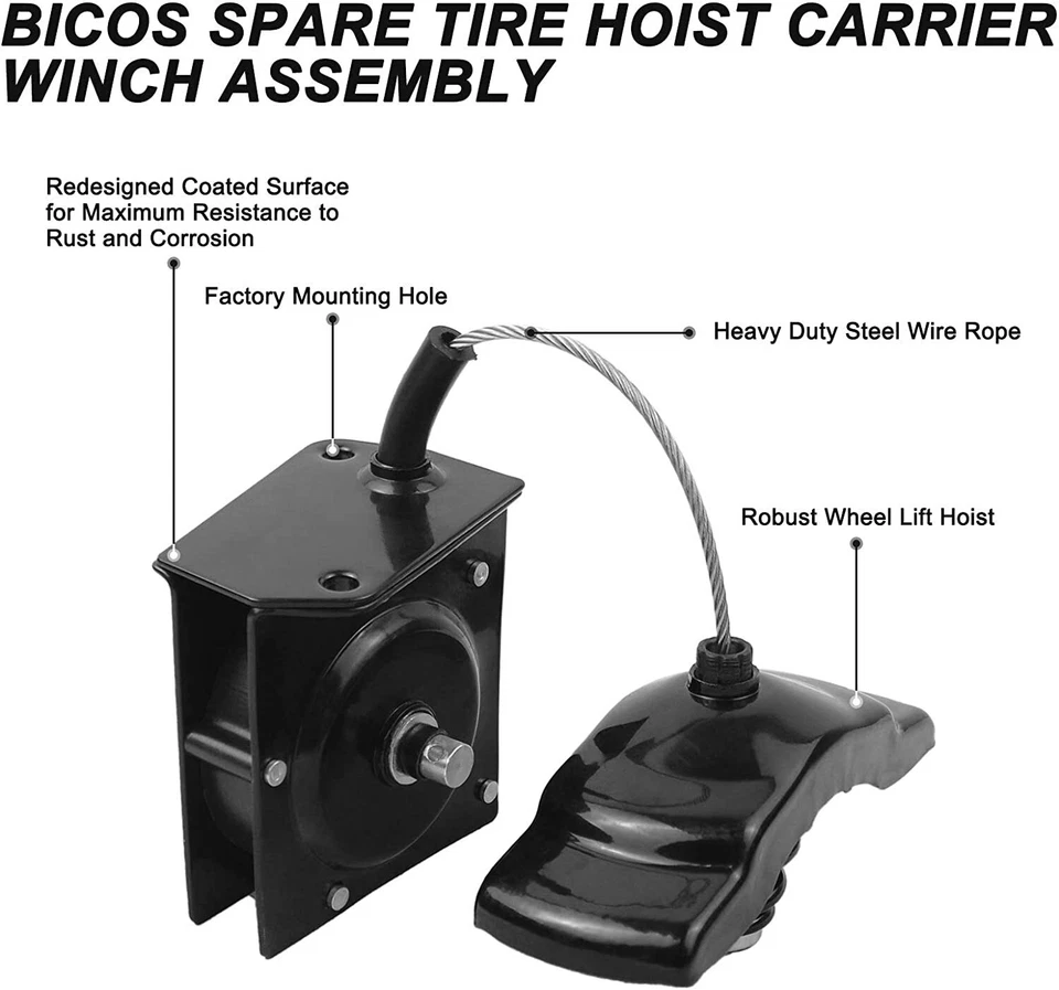 Spare Tire Wheel Hoist Winch Carrier Dodge Ram 1500 2500 3500 Replacement Part Foto 2 de 4