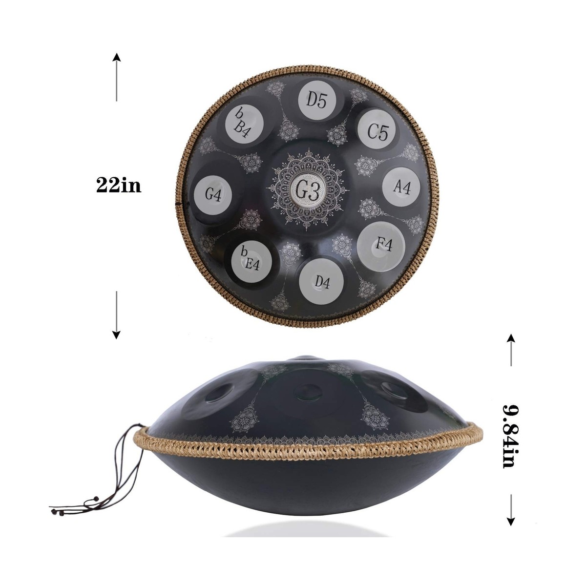 ハンドパン　56センチ10音A＝432Hz美しいゴールドの渦巻き模様　Dマイナー ハンドパン 56センチ10音A＝432Hz美しいゴールドの渦巻き模様 D