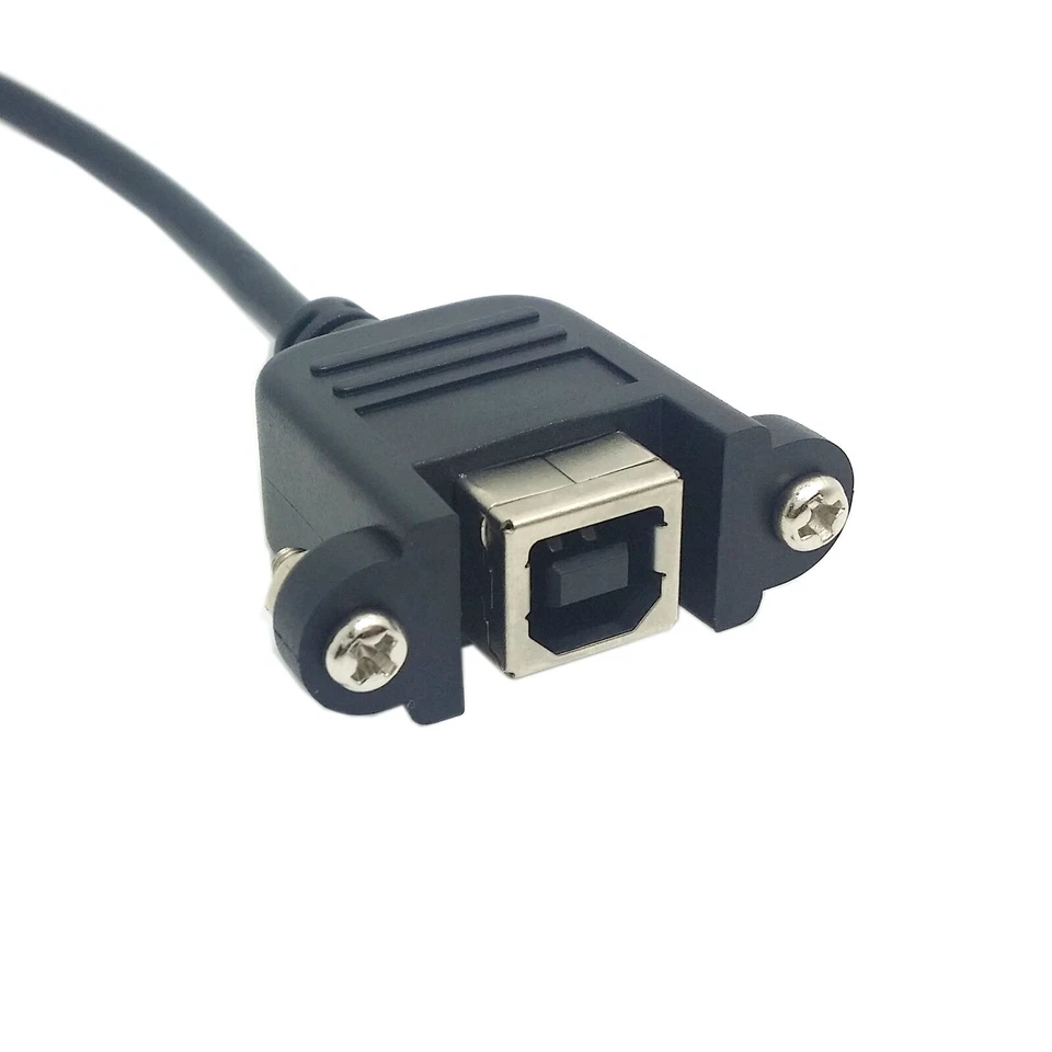 90 Degree Angled USB B Male to Female Extension Cable for Panel Mount Type-B M-F - Image 2 of 3
