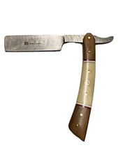 Shaving Straight Razor Damascus Steel Custom made Razor Buffalo Horn Handle