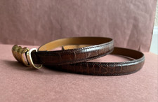 Vintage Joan David Ladies Crocodile Embossed Calfskin Brown Belt Size L