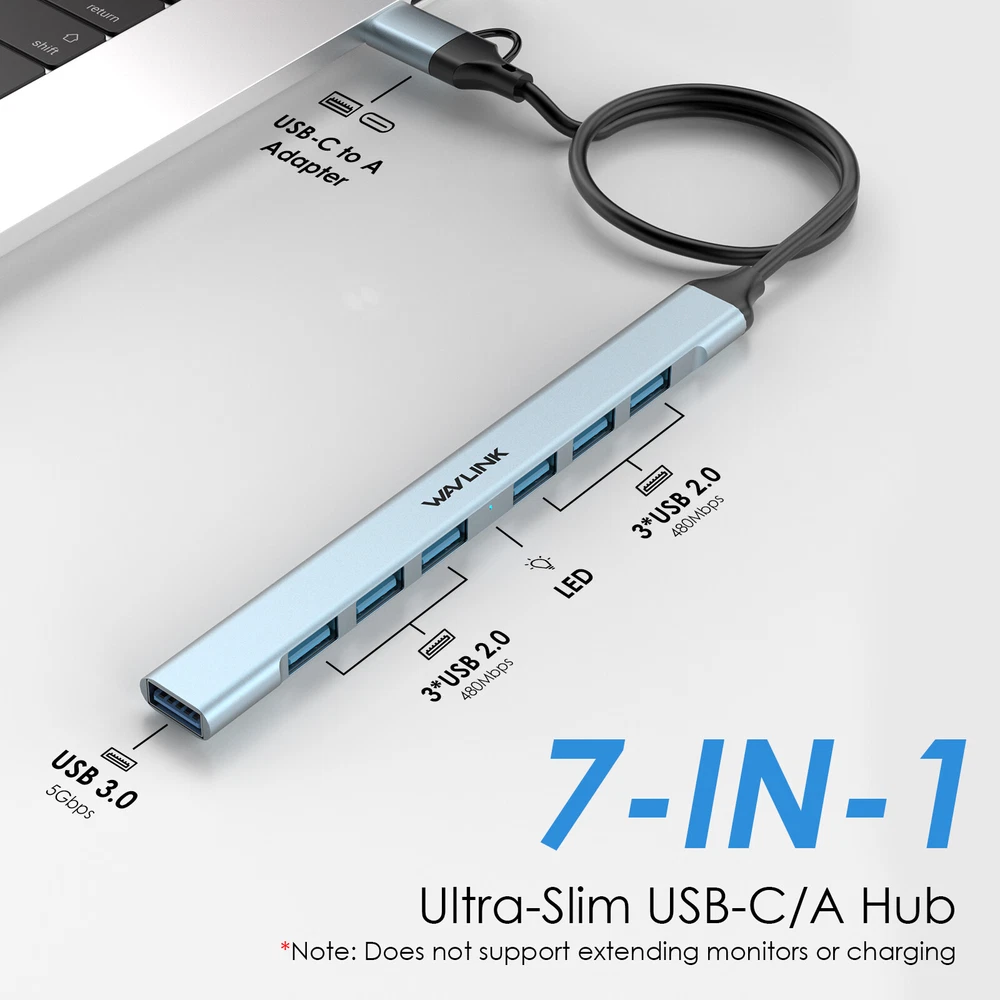 WAVLINK PC USB Hub USB-C Hub 5Gbps USB3.0 USB Splitter for iMac/iPad Pro/Laptop