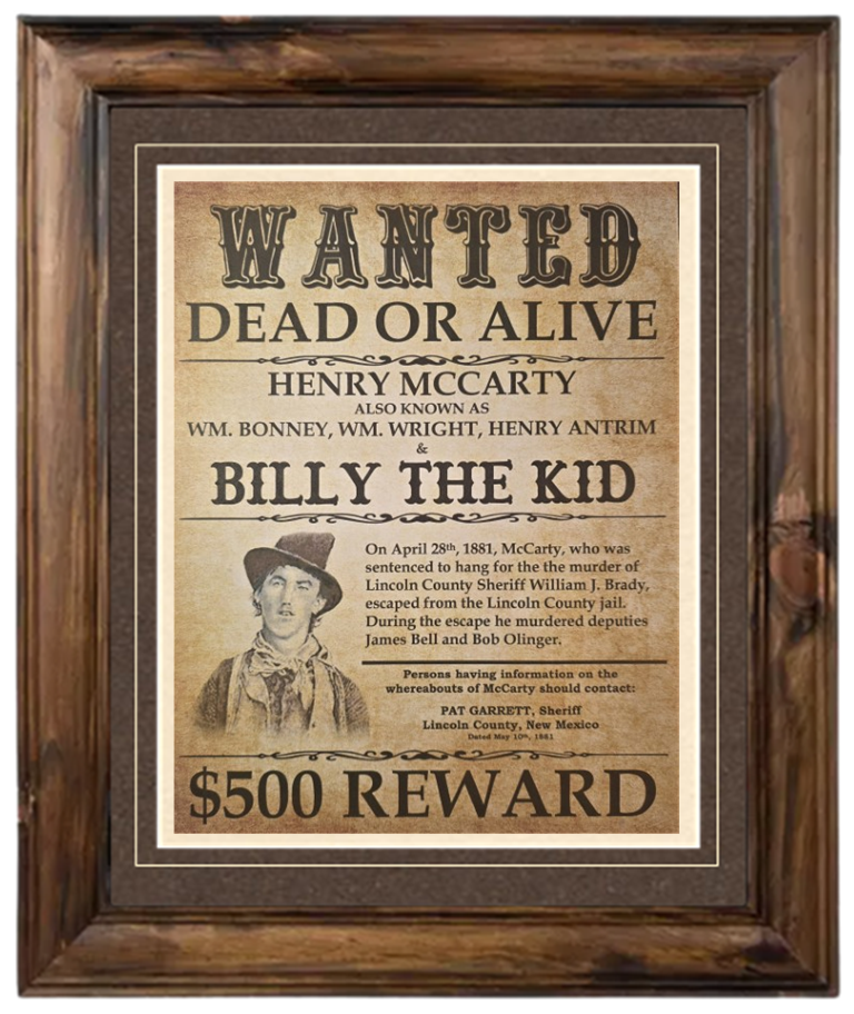 Wanted Poster: Billy the Kid Custom Matted & Framed (F9) | eBay