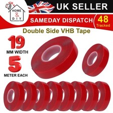 Multipurpose Double Sided VHB Tape 1mm*19mm*5m, Red Film With Clear Glue 10X