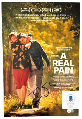 JESSE EISENBERG SIGNED A REAL PAIN 12X18 MOVIE POSTER PHOTO SOCIAL NETWORK BAS