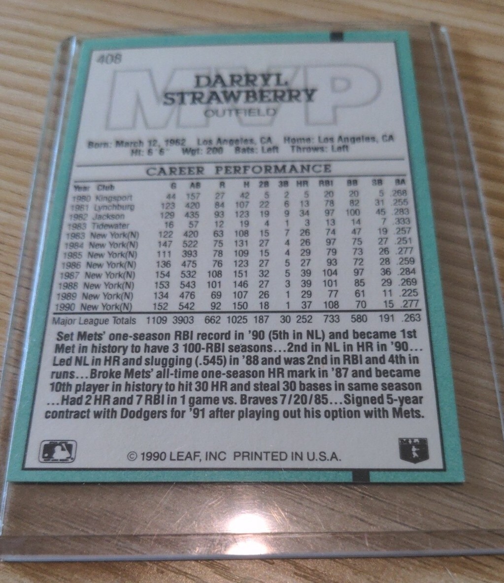 Darryl Strawberry - RARE ERROR MVP Card | eBay