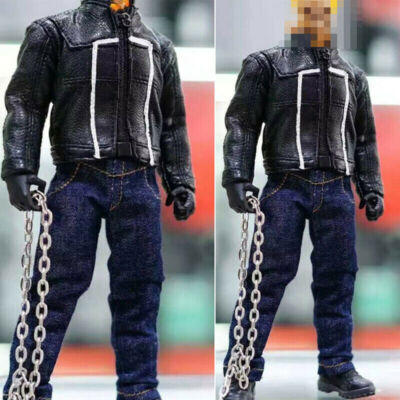 1/12 Ghost Rider Jacket Jeans Clothes Set for 6in Mez. Figure Model Doll 