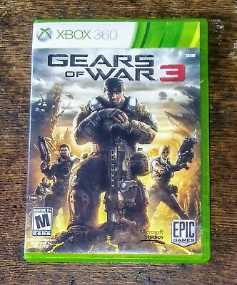 2 XBOX 360 GAMES GEARS OF WAR 1 COMPLETE & GEARS OF WAR 3 W/ STICKERS NO  MANUAL