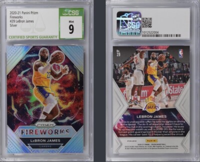 2020/21 Panini Prizm Silver Fireworks LeBron James #29 CSG 9 | eBay