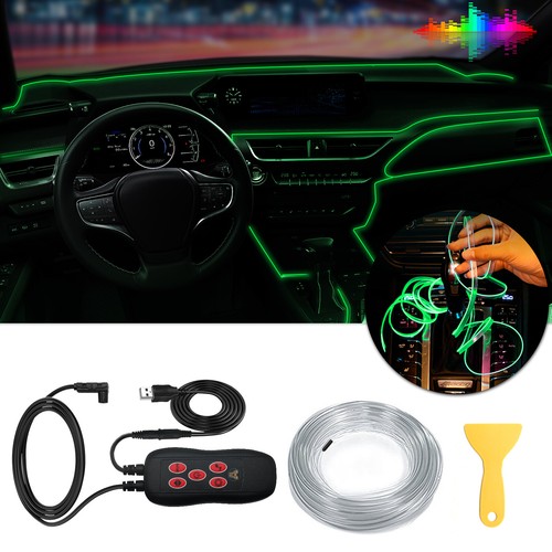 Tira de cables EL luz atmosférica control remoto A 4M RGB LED interior de automóvil fibra óptica neón - Imagen 8 de 18