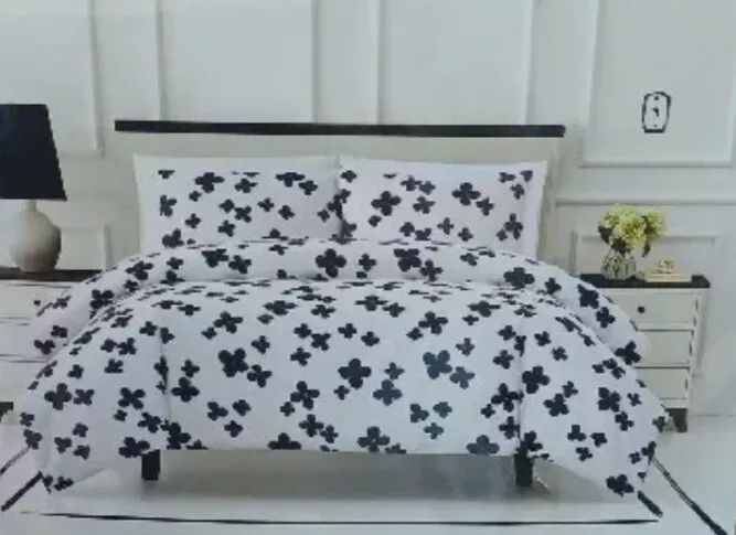 KATE SPADE Shadow Floral Navy Blue u0026 White Cotton Full/Queen Comforter Set  | eBay