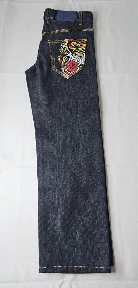 Vintage Ed Hardy  Embroidered Tiger Denim Youth Jeans Size 10 NWT OLD STOCK  - Image 4 of 4