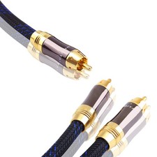Dual Shielded OD 8.0mm 1 RCA Male to 2 RCA Male Audio Cable RCA Y-Adapter S...