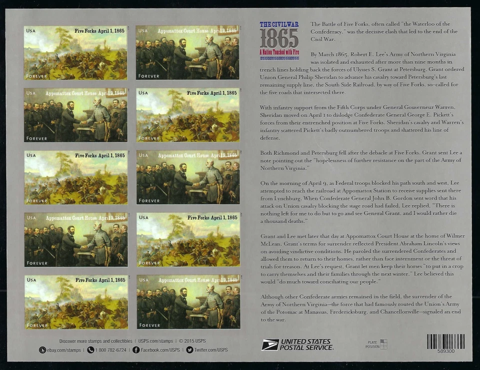 US 4981b CIVIL WAR SESQUICENTENTENNIAL IMPERF PANE OF 12 FROM PRESS SHEET VF-XF - Image 2 of 2