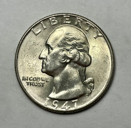 1947 Washington Quarter BU 90% Silver Nice Coin!!