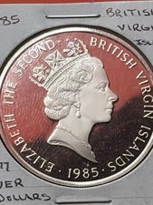 1985 British Virgin Islands Treasure Vintage Cross Proof Silver $20 Coin
