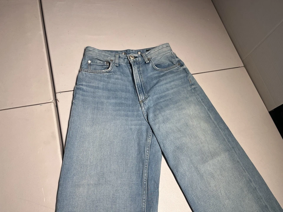 Rag & Bone Jeans Women’s 25 Blue Denim Ruth Super High Rise Ankle Wide Leg 25x27 - Image 2 of 4