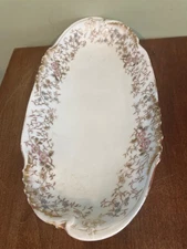 Antique CHARLES FIELD HAVILAND Limoges France 11.5” Oval Plate Pink, blue, gold