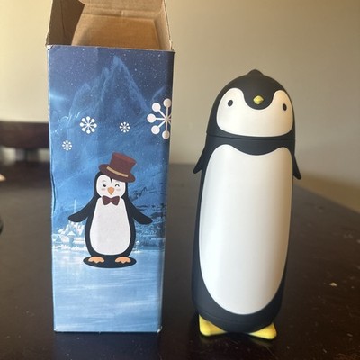 Charcoal Penguin 10oz Water Bottle BPA Free Thermos Rubber Exterior 