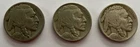 1920, 1924 & 1925  Buffalo Nickels (3 Coins)