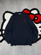 Luxury Ami Alexandre Mattiussi Embordied Logo Cotton Long Sleeve Men's Size XL