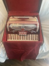 Vintage 1930s Italian red and white pearl Piano Accordion with case