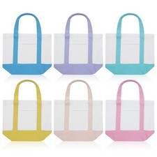 6 Pcs Mini Canvas Tote Bags 13" x 11" x 6" Small Tote Shopping Bag Bulk with ...