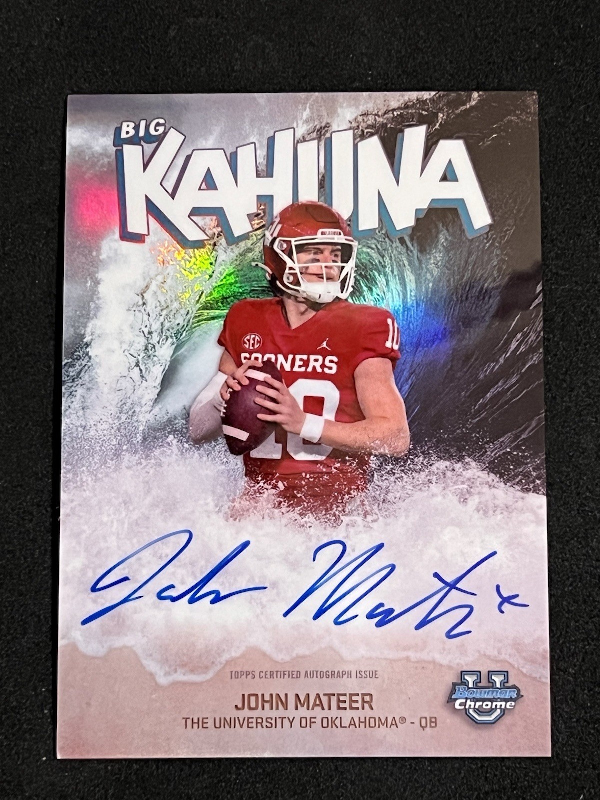 2025 Bowman Chrome U Big Kahuna John Mateer Case Hit Auto SSP Oklahoma On Card