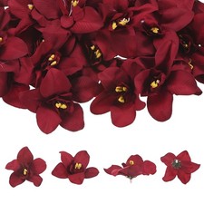 Artificial Flower Heads 3 Inch, Burgundy 50 PCS - Orchid Silk Flowers