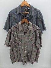 Lot Of 2 Ely Cattleman Pearl Snaps Western Cowboy Shirt, Short Sleeve Sz XL VTG 