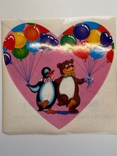 Vintage 1984 Lisa Frank Jumbo Sticker Bear  Penguin with Balloons J606