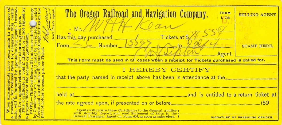 1900 Year Collectible Railroad Passes & Tickets | eBay