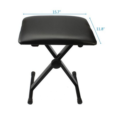 Black Adjustable Piano Bench 3-Level Height PU Leather Padded Keyboard Stool