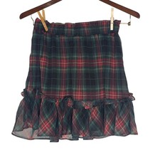 Vineyard Vines Tartan Plaid Ruffle Mini Skirt Sz MED Academia Preppy Holiday