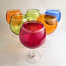 Wine Glass Goblet Martini Cocktail Multicolor Coupe Cup Chalice Bar SET OF 6
