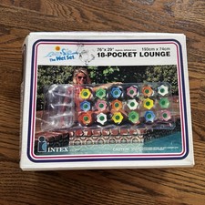 Vintage 1986 The Wet Set Intex Inflatable Float Lounge 76 x29 18-Pocket 58893