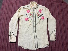MENS USED VINTAGE 40S 50S MILLER WESTERN PEARL SNAP GABERDINE WESTERN SHIRT 14