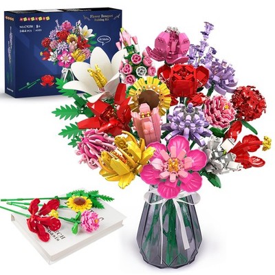 Blumen Bauset für Mädchen ab 8+ Jahren  18 Blume Blumenstrauß Bausteine, 1464...