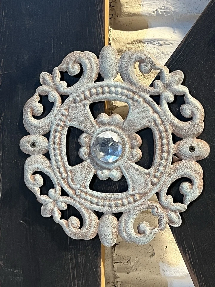 Letter K. Rustic Decor. Charcoal Black. Faux Gemstone Center. Good Condition - Image 4 of 4