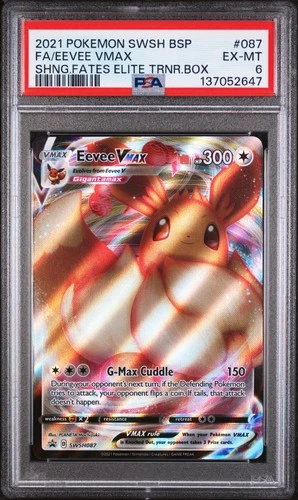 2021 POKEMON SWSH SHINING FATES ELITE TRAINER BOX #087 FULL ART/EEVEE VMAX PSA 6