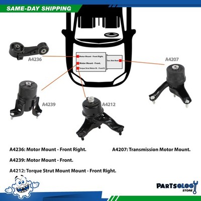 DNJ MMK1047 New Engine Motor Mount & Trans. Kit 4PCS For 02-06 Toyota 3.0L DOHC