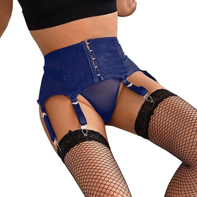 MISS FISHER'S EMPORIUM Front Fastening Suspender Belt, Deep Waisted 6 Wide Strap Suspender Garter Belt